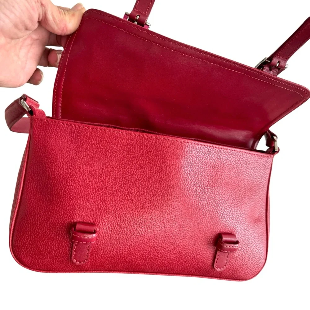 Longchamp Red Leather Flap Shoulder Bag Handbag